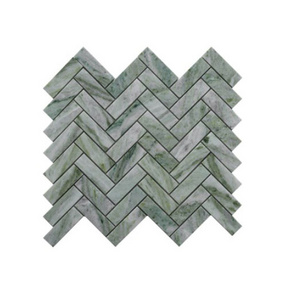 Green Marble mosaic tile bathroom wall floor tiles natural stone chevron herringbone customized tiles mosaik mosaico