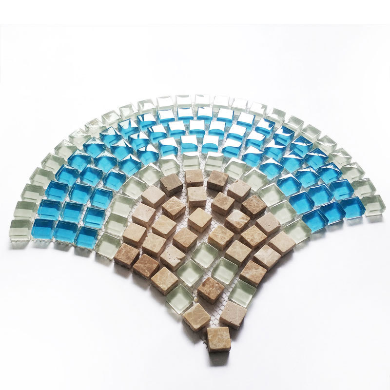 Fan pattern glass mosaic tile crystal  bathroom floor Tile Wall square chips marble kitchen backsplash moroccan style