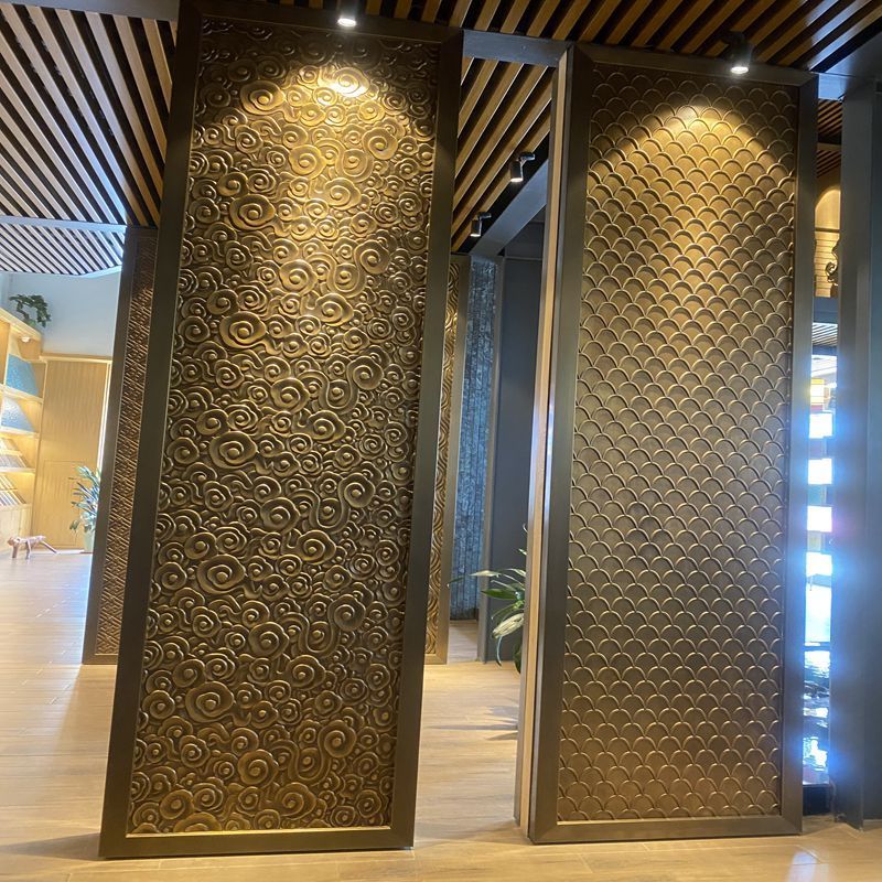 Clubhouse Apartment Hotel Lobby Living Room Partition Wall Panel Metal Relief Hollow Stainless Steel Screen Curtain Wall