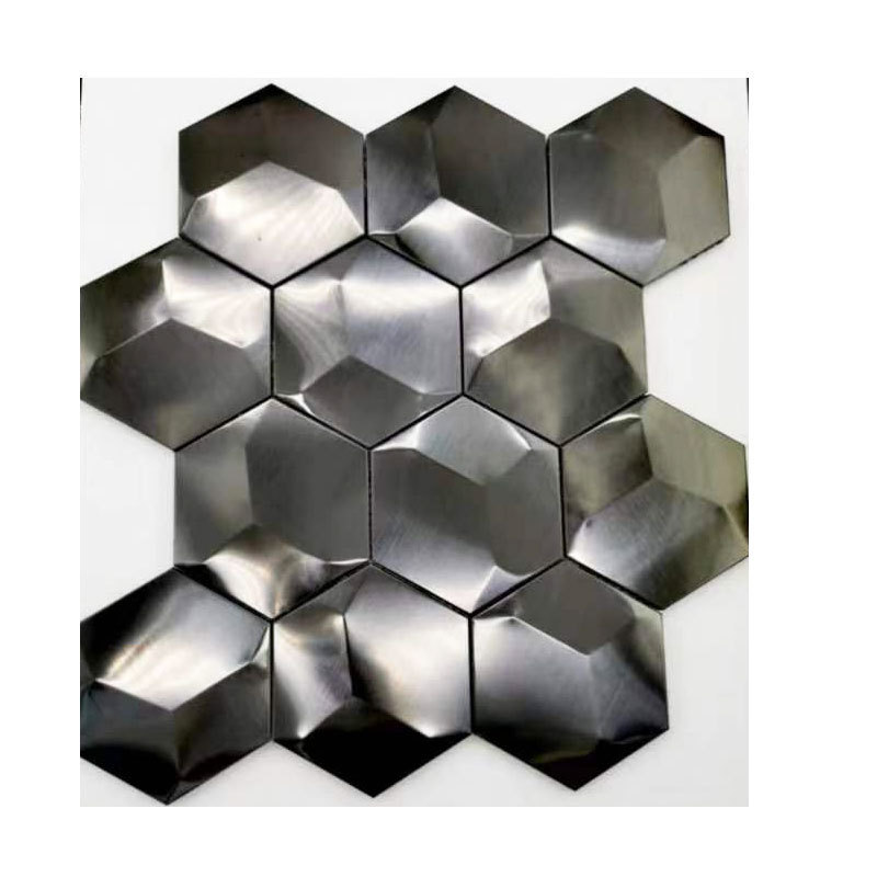 3D stainless steel mosaic round stainless steel decorative mosaic tile trim interior mosaico gold bar metal mosaic panel flower