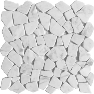 Irregular White Carrara Broken Marble Stone Mosaic Tile Meshed marble mosaic tile kitchen backsplash floor tiles galala bianco