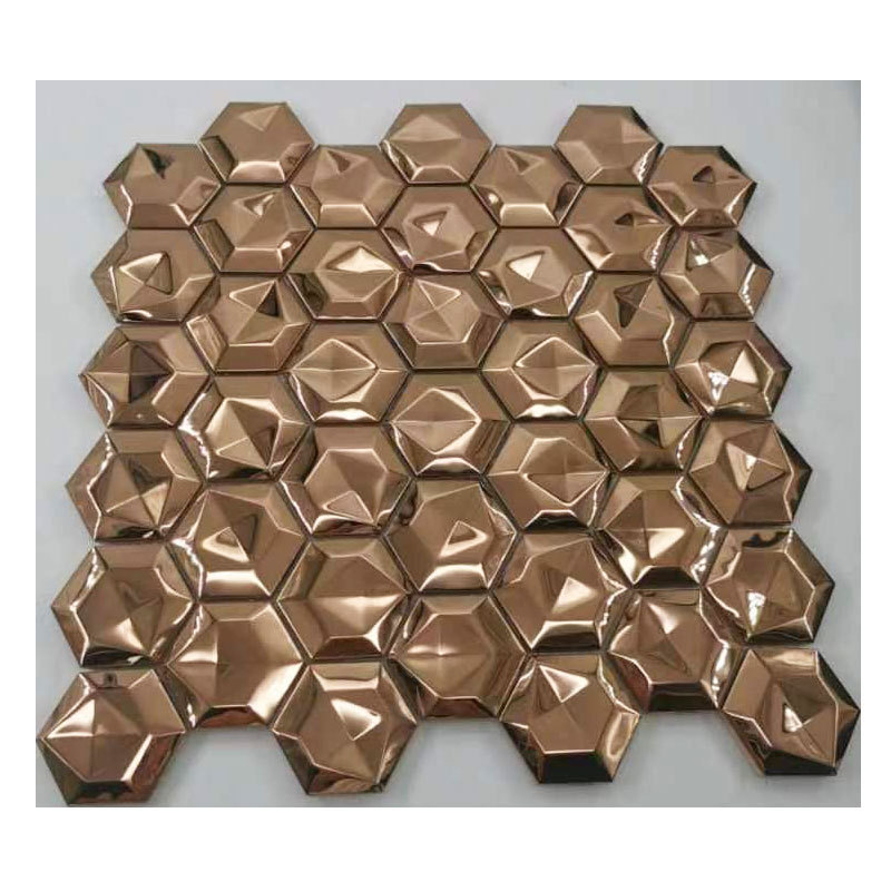 3D stainless steel mosaic round stainless steel decorative mosaic tile trim interior mosaico gold bar metal mosaic panel flower