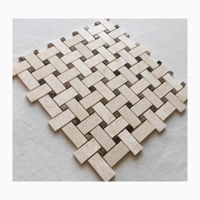 Beige marble mosaic tile for bathroom wall marble mosaico tile stone for building weave wall decoration interior tile