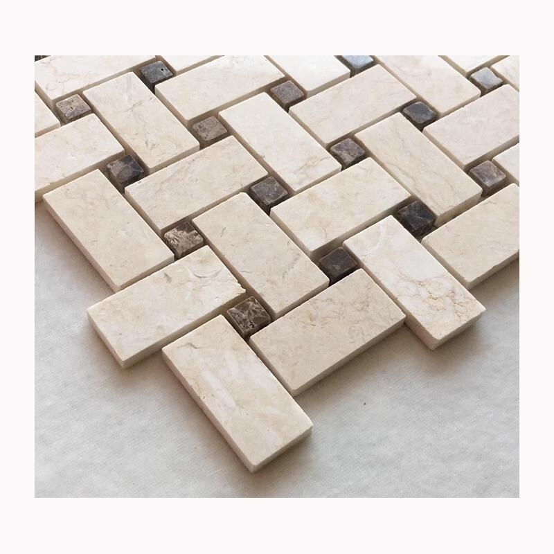 Beige marble mosaic tile for bathroom wall marble mosaico tile stone for building weave wall decoration interior tile