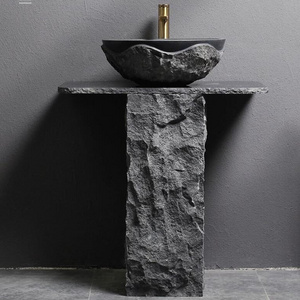 Black granite pedestal sink bathroom stone sink granite Washing basin manufacturer wholesaler cheap sink