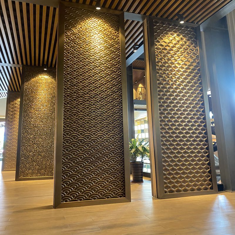 Clubhouse Apartment Hotel Lobby Living Room Partition Wall Panel Metal Relief Hollow Stainless Steel Screen Curtain Wall