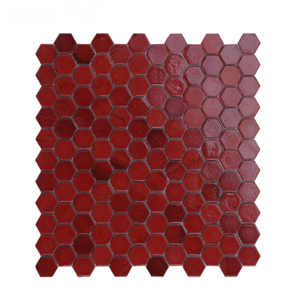 Antique Glass Mosaic Tile Hexagon Dark Red dull Mosaic Bathroom Tile Brick porcelain brick exterior tile