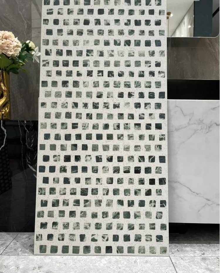 big slab green Terrazzo marble mosaic tile bathroom decorative tile interior wall flooring mosaico terrazzo floor tiles green