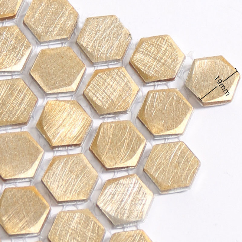 Flat hexagon Metal mosaic tile solid Aluminium mosaic gold kitchen back splash mosaic tile for kitchen and bathroom wall tile