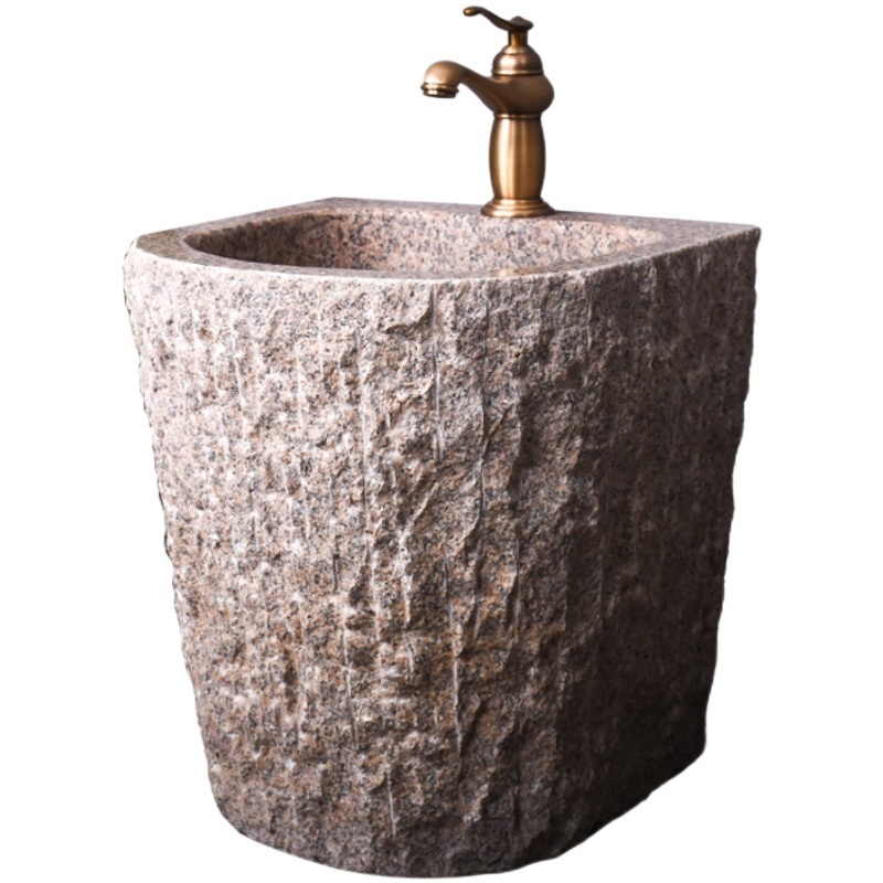 Antique brown Granite Basin Pedestal Sink Stone bathroom sink Washing  tub free standing Vessel Vintage decor brown bowl