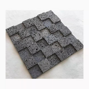 Lava stone mosaic tile square chips 3d volcanic lava stone tile basalt natural lava rock stone basalt outdoor indoor tiles