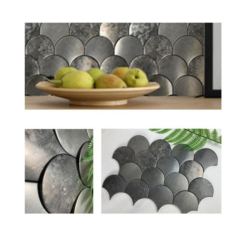 Stainless steel mosaic fish scale decorative mosaic tile trim fan shape metal mosaico gold mosaic panel bathroom backsplash hot