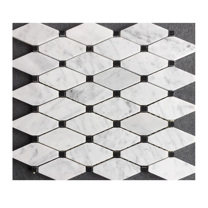 Diamond marble mosaic  tile cararra marble thassos mosaic vintage mixed marble mosaic peel and stick backsplash