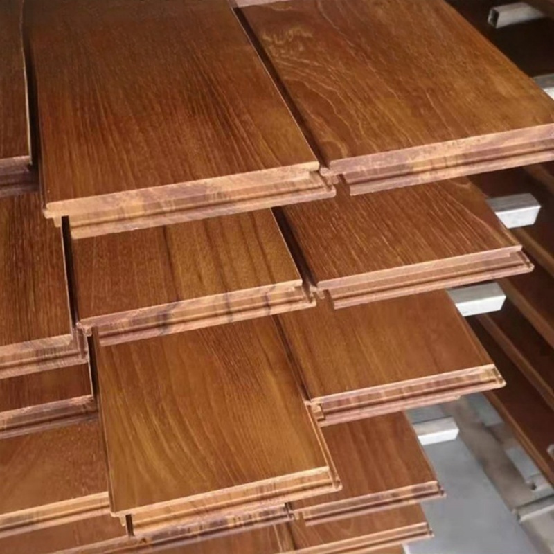 Teak flat buckle lock pure solid wood flooring Surface wood wax oil painting process solid teak wood floor