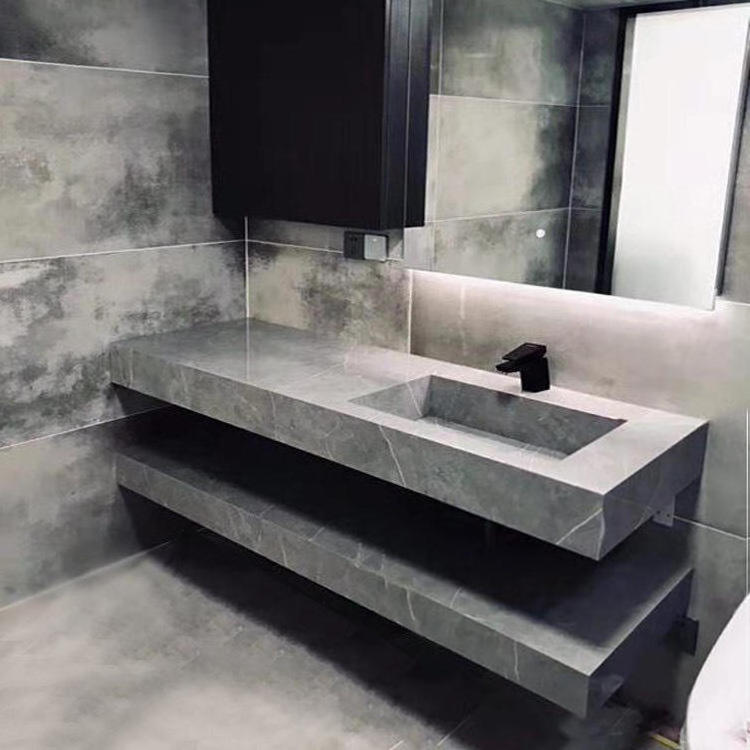 Marble Pattern Acrylic Solid Surface Wall Wash Basin artificial stone marble Wall Hung Bathroom Basins rectangular square