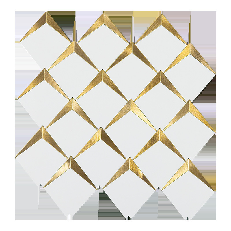 Self-adhensive Aluminum composite panel mosaic tile gold peel off  kitchen backsplash