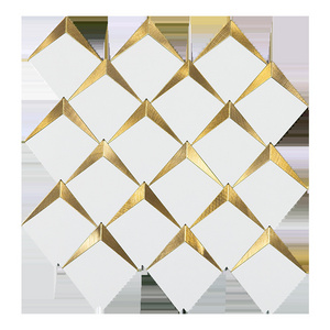 Self-adhensive Aluminum composite panel mosaic tile gold peel off  kitchen backsplash