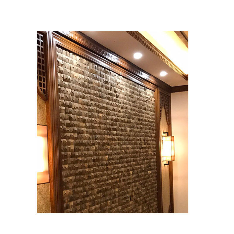 Nature coconut shell wall panels 3D backsplash 12x12inch TV background backsplash mosaic tiles Natural wood shell