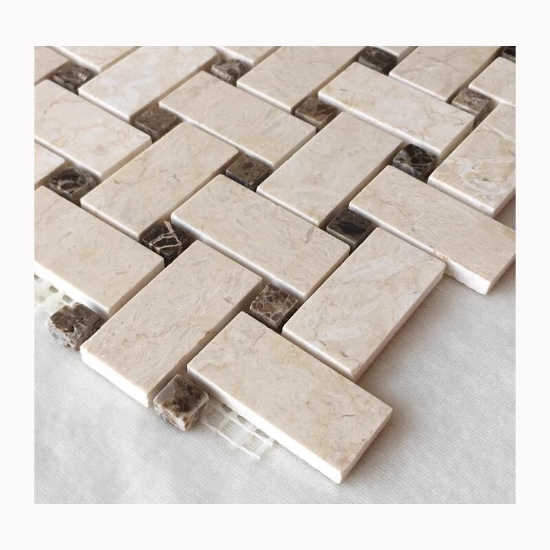 Beige marble mosaic tile for bathroom wall marble mosaico tile stone for building weave wall decoration interior tile