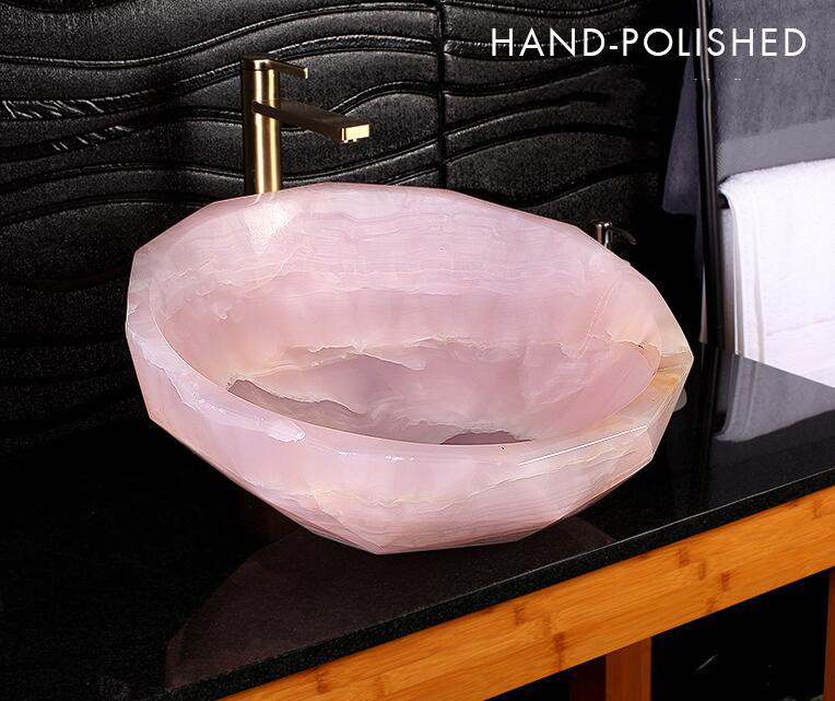 Pink Marble sink luxury home decor stone sinks 100% genuine pink onyx sink bathroom vanities basin around