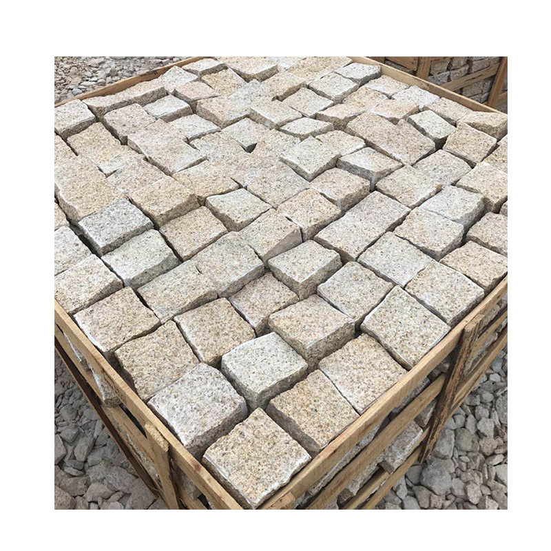 Driveway paver cobble stone black basalt granite paving stone granite tile cubic stone patio tile paver tumbled