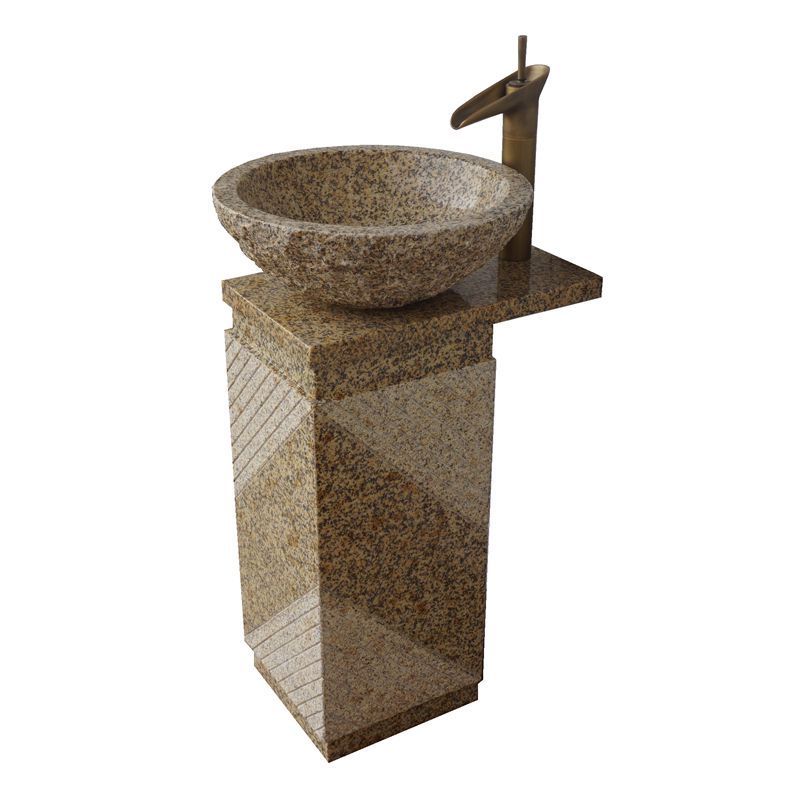 G682 gold granite pedestal sink stone bathroom sink granite farm Washing standing Vessel hotel outdoor whole stone block