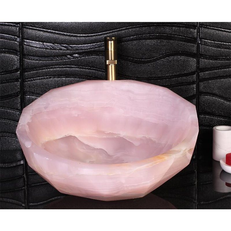 Pink Marble sink luxury home decor stone sinks 100% genuine pink onyx sink bathroom vanities basin around