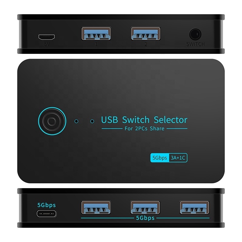 USB 3.0 2 In 4 Out Switcher 2x4 2-In 4-Out USB Sharing Switch Box