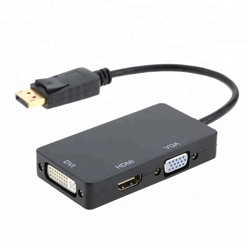 Displayport Display Port DP To HDMI VGA DVI Cable Adapter 1080P 3-In-1