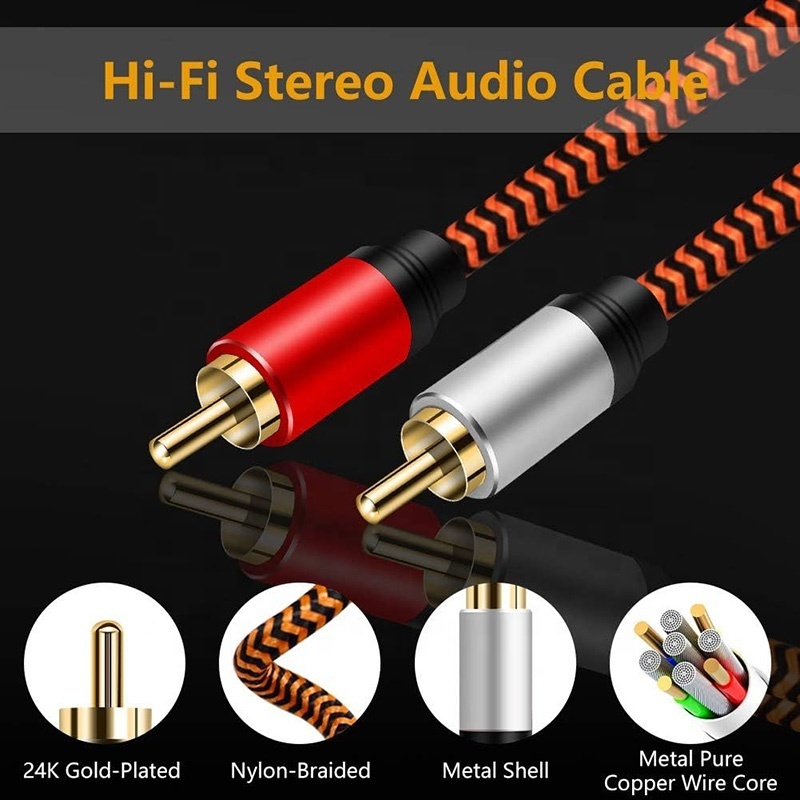 China High Quality 2 RCA 2RCA Coaxial Extension Speaker AV Cable 2RCA 2 RCA Male To 2RCA 2 RCA Female Extension Hifi Audio Cable