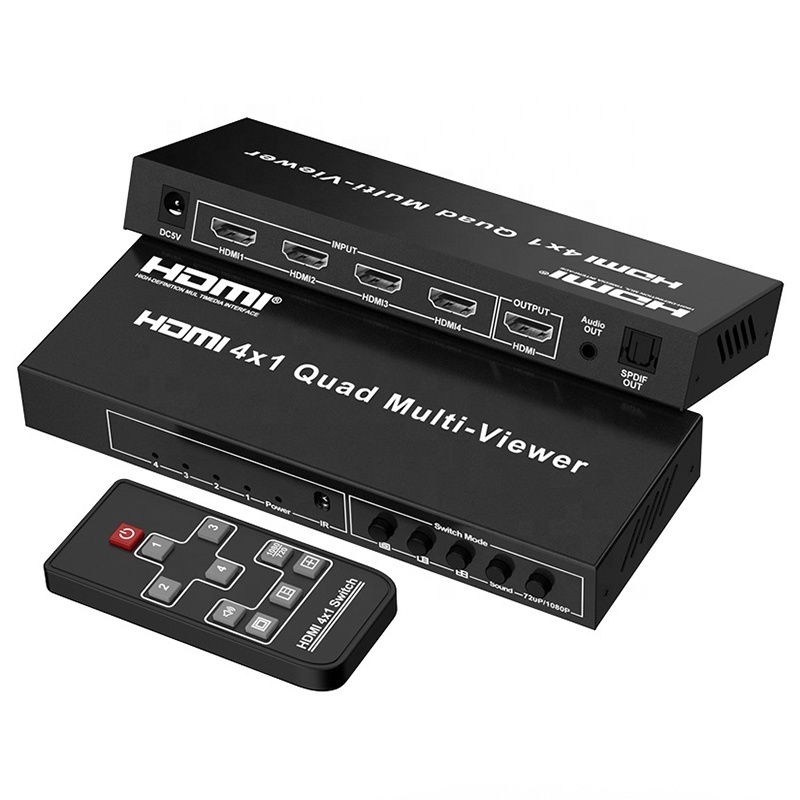 High Quality 1080P Full HD HDMI 4x1 Quad Multi-Viewer Switch HD 1080P 4x1 HDMI Quad Multiviewer