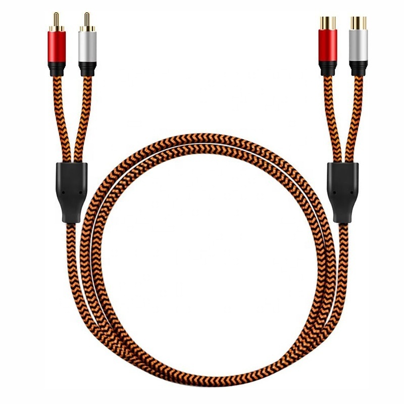 China High Quality 2 RCA 2RCA Coaxial Extension Speaker AV Cable 2RCA 2 RCA Male To 2RCA 2 RCA Female Extension Hifi Audio Cable