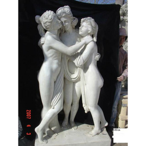 China white marble Life size home decor three graces art nude woman stone garden statue