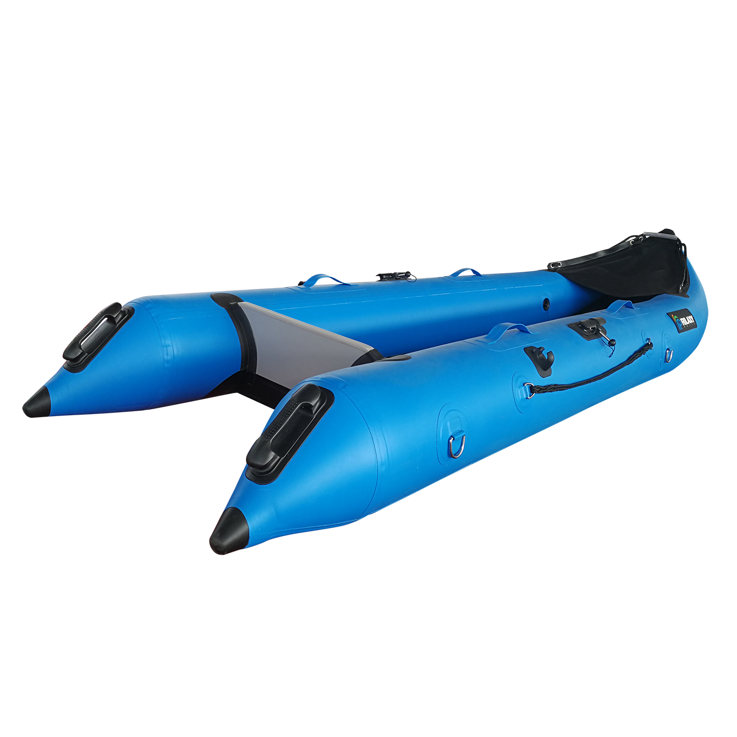 Rilaxy Small 2 Person 1.2mm PVC Folded Drop-stitch Inflatable Pedal Canoe/Kayak Fishing Rowing Boat F390C with Electric Motor