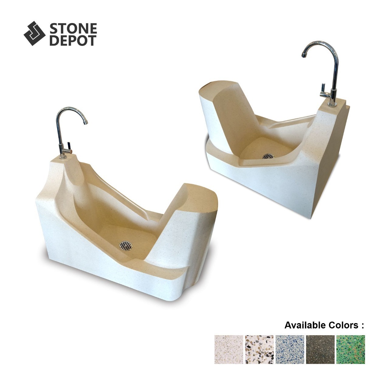 Wudu Foot Washer - Wudu Washing Sink Foot Wash Basin Terrazzo Resin Sink Muslim Wudu Washing