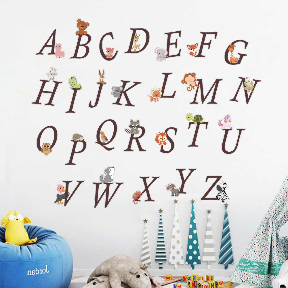 Custom Removable Personalized Self Adhesive Transparent Letter Decal Vinyl Animal Alphabet Wall Stickers