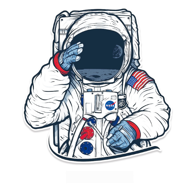 NASA Adhesive Pvc Decorative Stickers for Skateboard Custom Cartoon Space Astronaut Waterproof Vinyl Holiday Decoration 6 Color