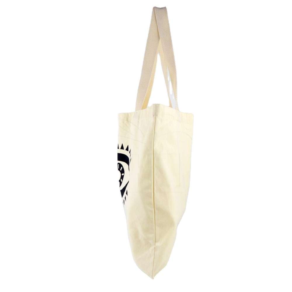 Custom Logo Reusable Foldable Handled Shopping Bag, Cotton Canvas Fabric Tote Bag