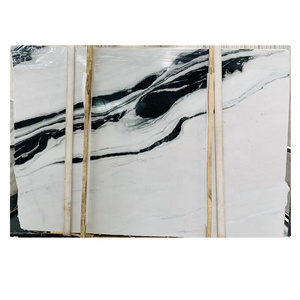 Chinese supplier polished panda white marble with black veins