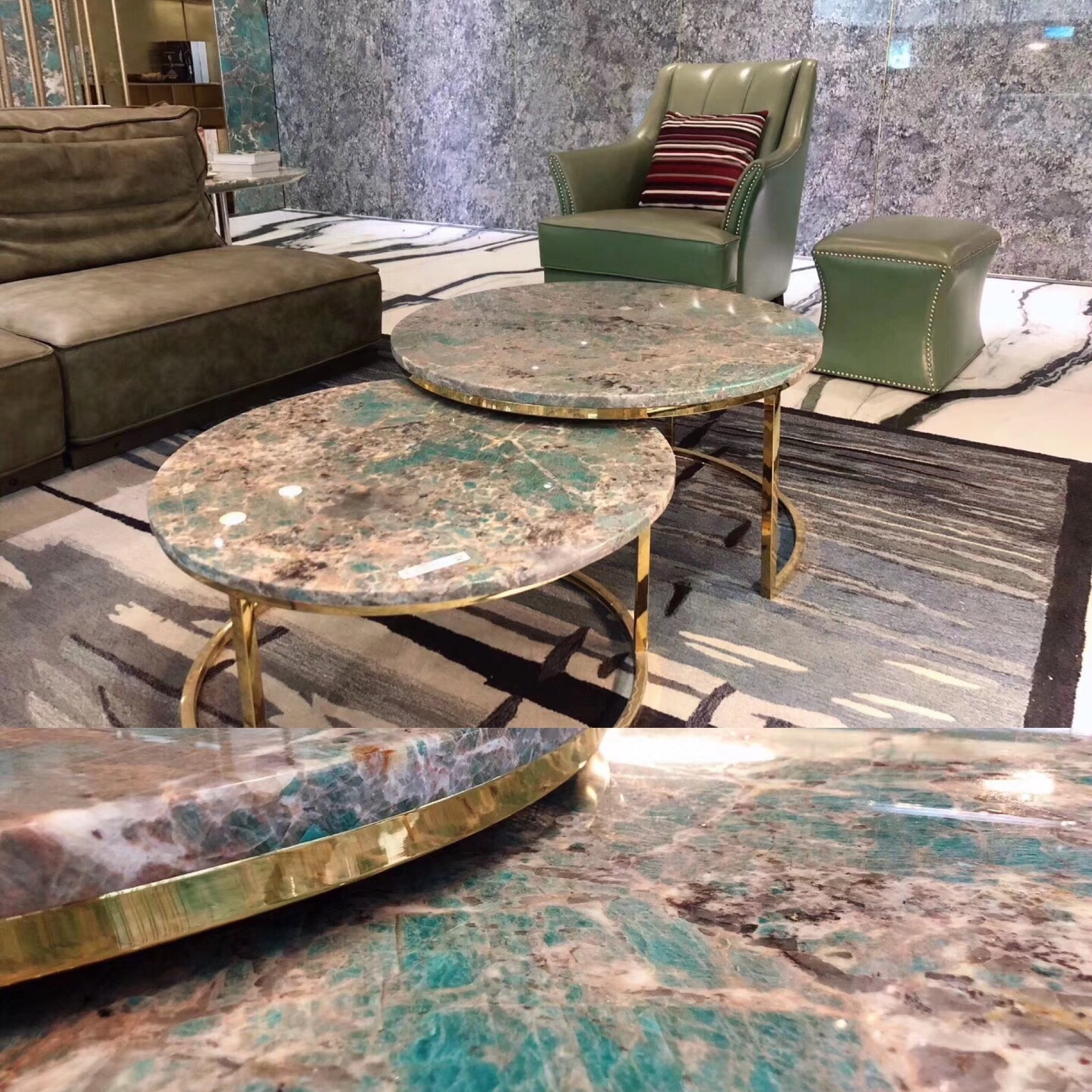 Hot sale green high polished amazonite granite slabs