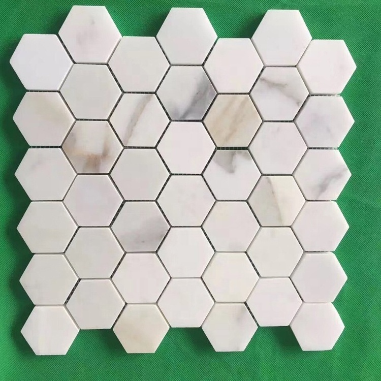 Calacatta gold marble hexagon mosaic tiles