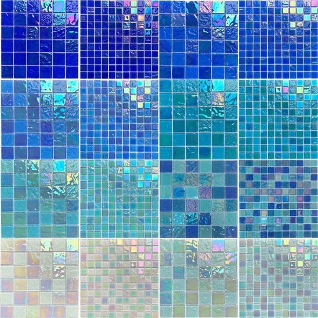 High Quality Modern Design Hot-Melting Glass Mosaic Square Ceramic Stone Tiles for Bathroom Swimming Pool Metal Floor Design