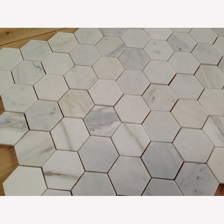 Calacatta gold marble hexagon mosaic tiles