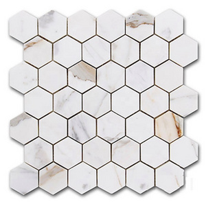 Calacatta gold marble hexagon mosaic tiles