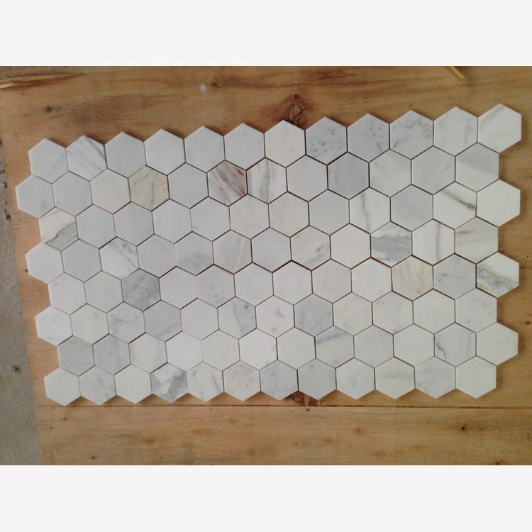 Calacatta gold marble hexagon mosaic tiles