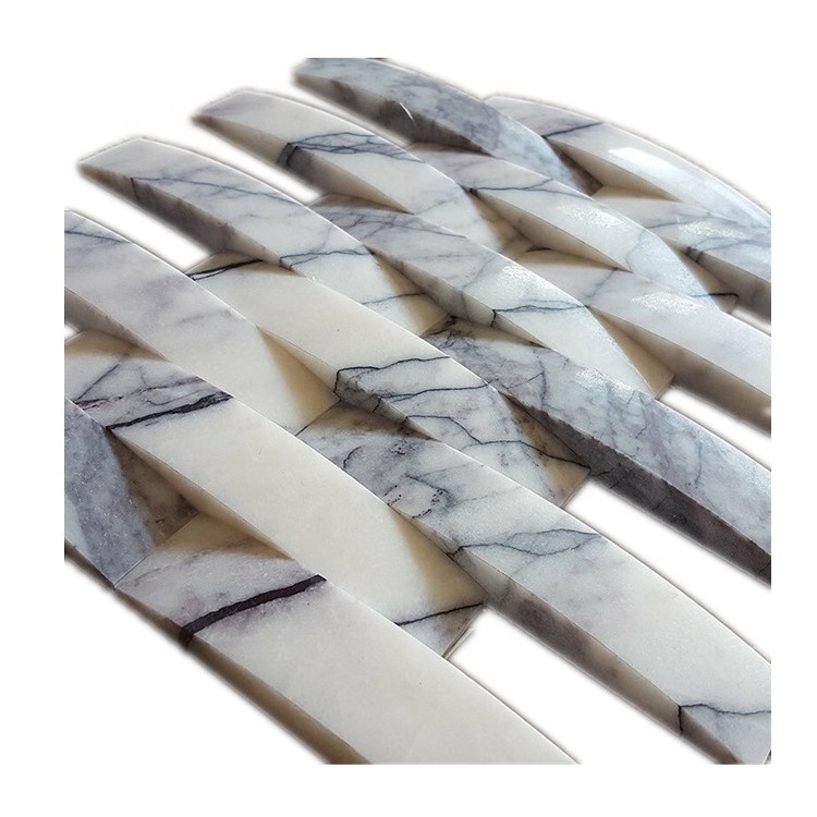 home decor 3d basket weave natural stone Italy Lilac marble mosaic tiles for sale