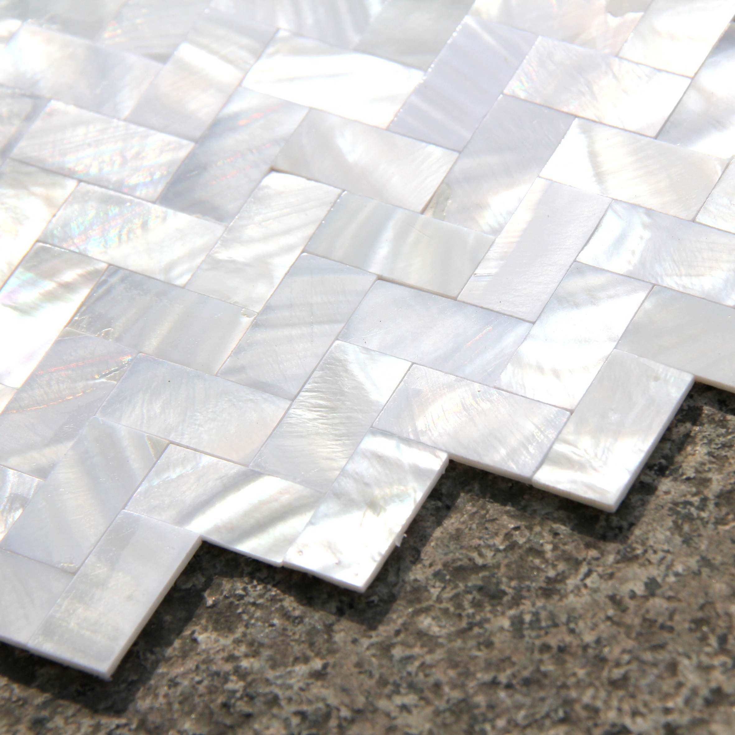 Natural White Herringbone Mother of Pearl Mosaic Tile Bathroom Kitchen Backsplash