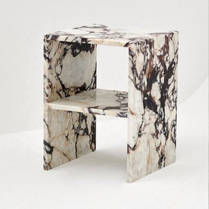 Italy Luxury Furniture Calacatta Viola Bella Bedside Table High End Marble Bed Side Table