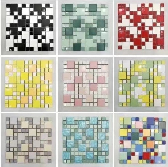 High Quality Modern Design Hot-Melting Glass Mosaic Square Ceramic Stone Tiles for Bathroom Swimming Pool Metal Floor Design