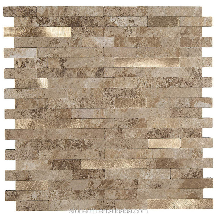 New arrival peel and stick backsplash faux stone mosaic tiles